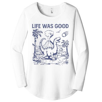 Life Was Good Dinosaur Women's Perfect Tri Tunic Long Sleeve Shirt