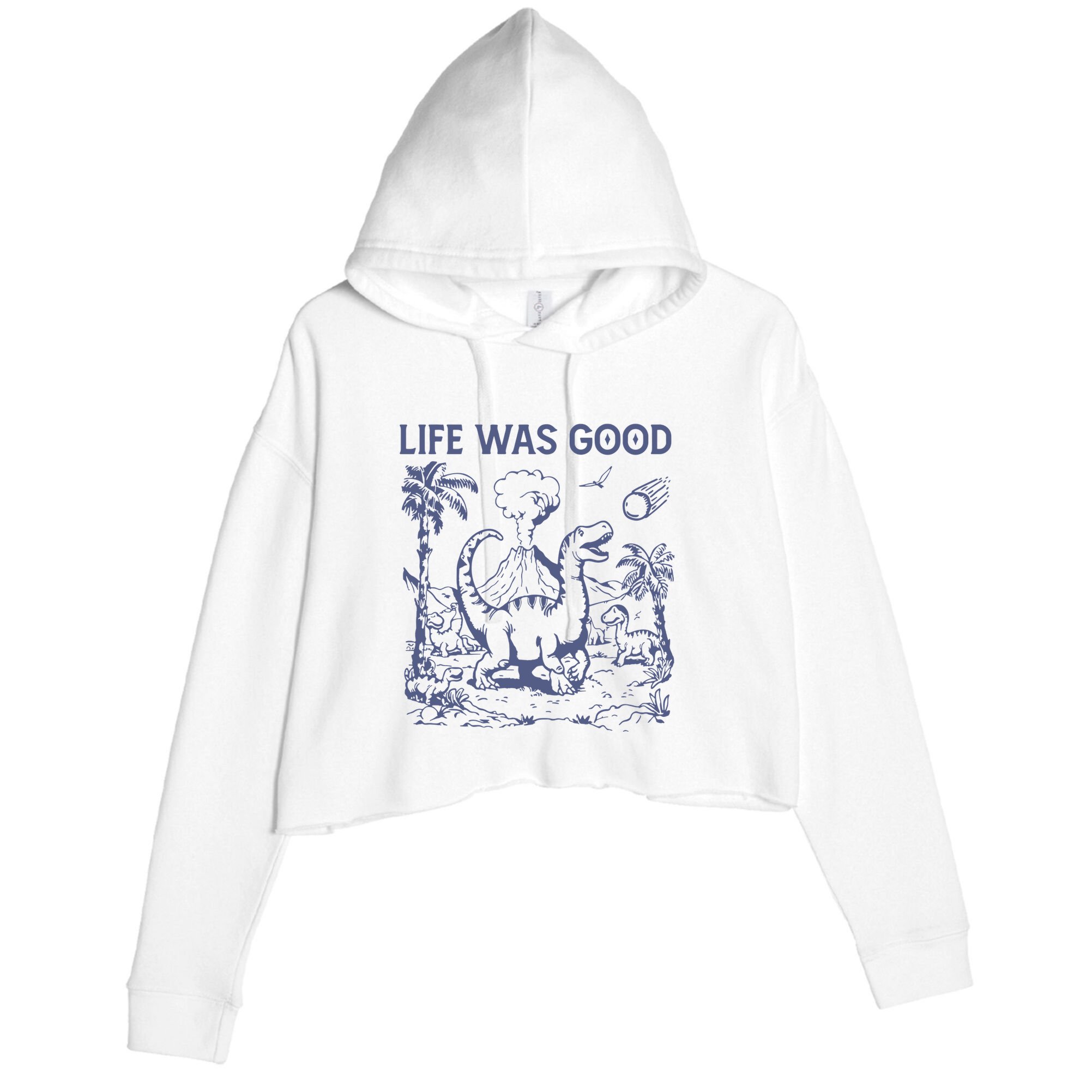Life Was Good Dinosaur Crop Fleece Hoodie