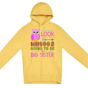 Look WhoS Going To Be A Big Sister Owl Baby Announcement Premium Premium Pullover Hoodie