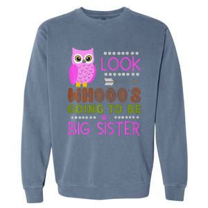 Look WhoS Going To Be A Big Sister Owl Baby Announcement Premium Garment-Dyed Sweatshirt