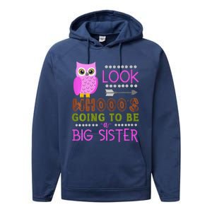 Look WhoS Going To Be A Big Sister Owl Baby Announcement Premium Performance Fleece Hoodie