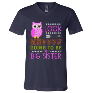 Look WhoS Going To Be A Big Sister Owl Baby Announcement Premium V-Neck T-Shirt