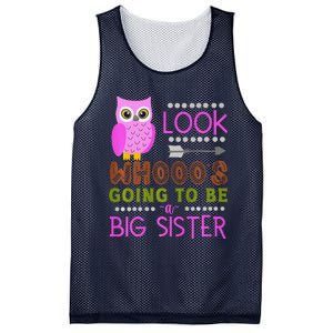 Look WhoS Going To Be A Big Sister Owl Baby Announcement Premium Mesh Reversible Basketball Jersey Tank