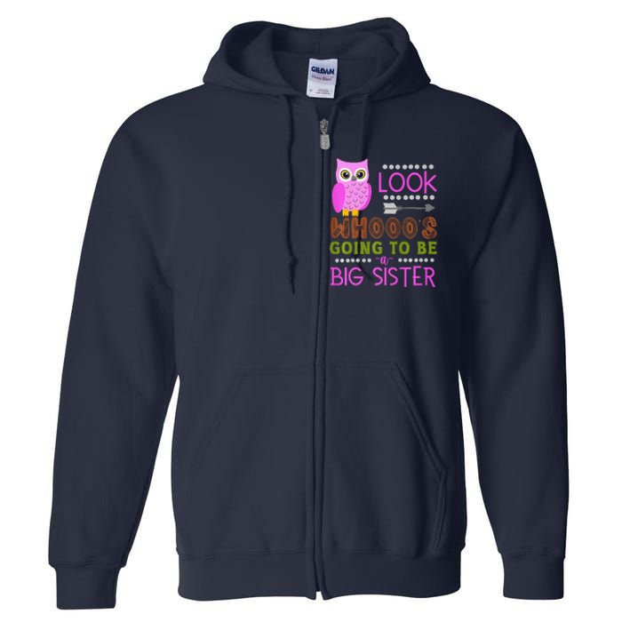 Look WhoS Going To Be A Big Sister Owl Baby Announcement Premium Full Zip Hoodie