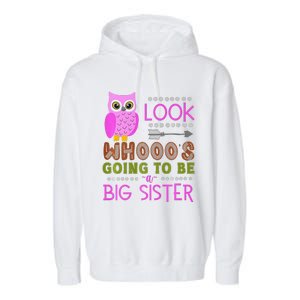 Look WhoS Going To Be A Big Sister Owl Baby Announcement Premium Garment-Dyed Fleece Hoodie