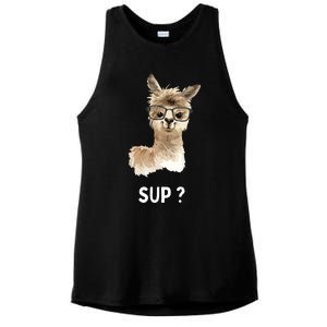 Llama With Glasses Funny Saying Alpaca Ladies PosiCharge Tri-Blend Wicking Tank