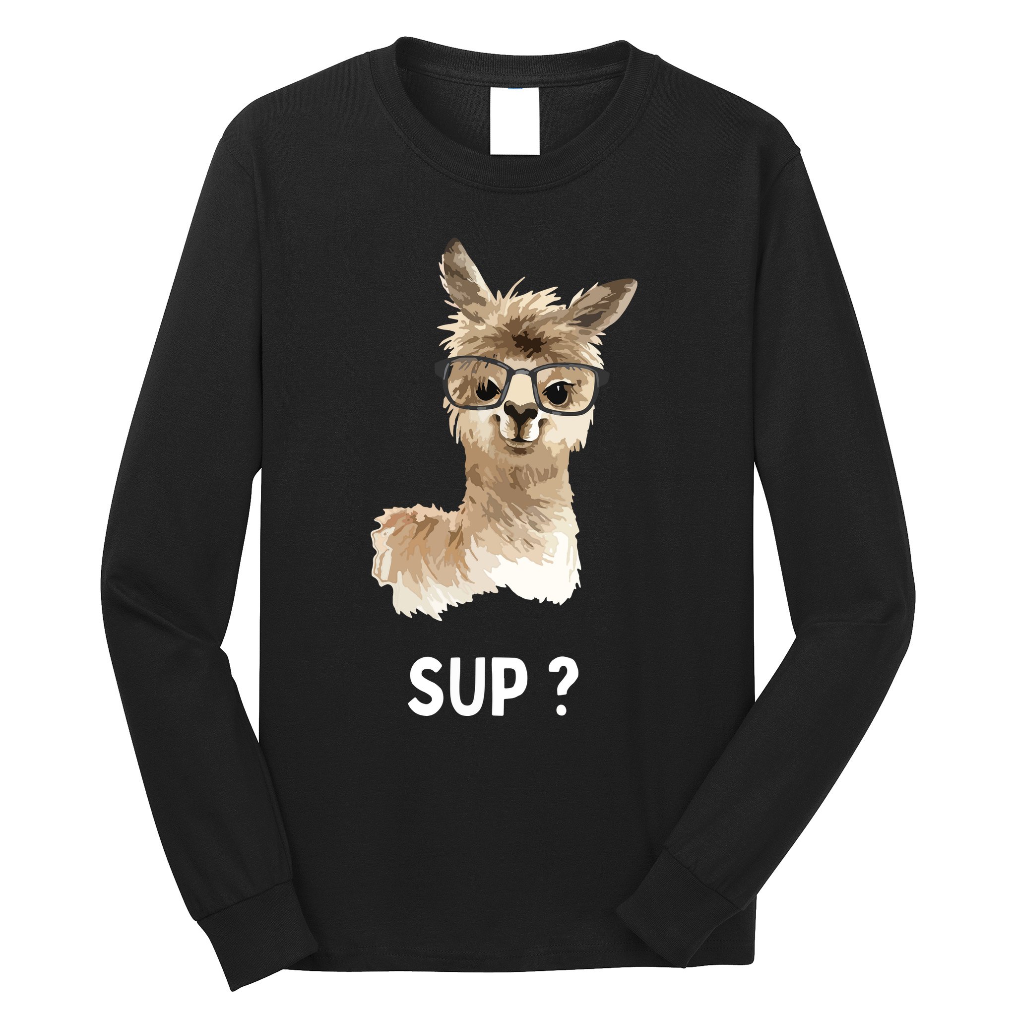 Llama With Glasses Funny Saying Alpaca Long Sleeve Shirt