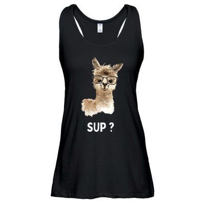 Llama With Glasses Funny Saying Alpaca Ladies Essential Flowy Tank