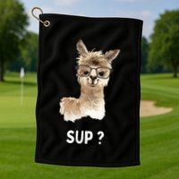 Llama With Glasses Funny Saying Alpaca Golf Towel
