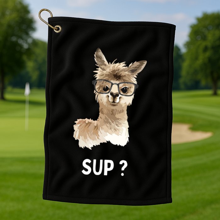 Llama With Glasses Funny Saying Alpaca Golf Towel