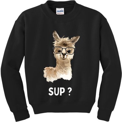 Llama With Glasses Funny Saying Alpaca Kids Sweatshirt