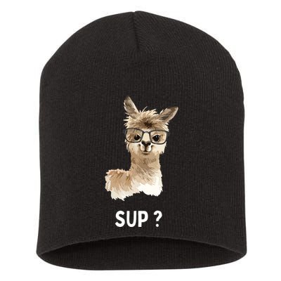 Llama With Glasses Funny Saying Alpaca Short Acrylic Beanie