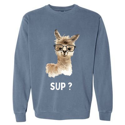 Llama With Glasses Funny Saying Alpaca Garment-Dyed Sweatshirt