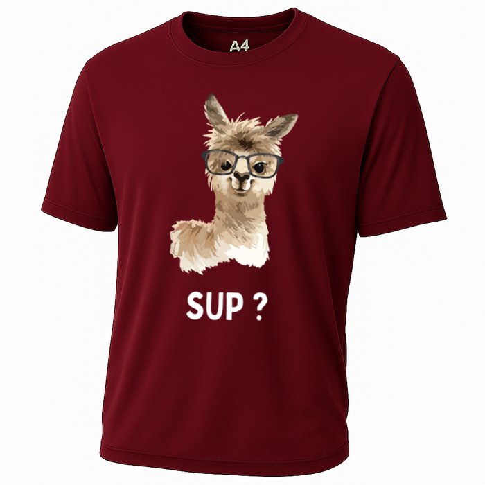 Llama With Glasses Funny Saying Alpaca Cooling Performance Crew T-Shirt