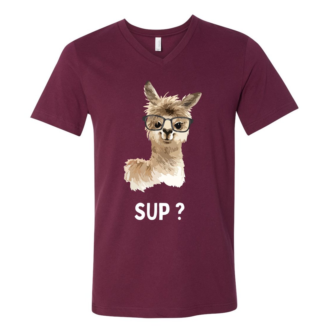 Llama With Glasses Funny Saying Alpaca V-Neck T-Shirt