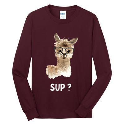 Llama With Glasses Funny Saying Alpaca Tall Long Sleeve T-Shirt