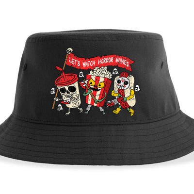 Lets Watch Horror Movies Halloween Funny Ghost Skeleton Sustainable Bucket Hat