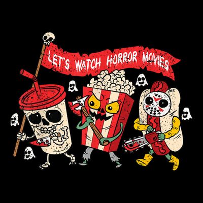 Lets Watch Horror Movies Halloween Funny Ghost Skeleton T-Shirt