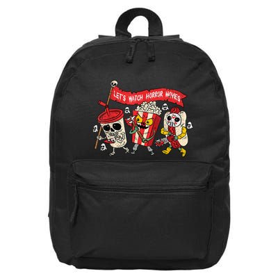 Lets Watch Horror Movies Halloween Funny Ghost Skeleton 16 in Basic Backpack