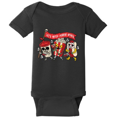 Lets Watch Horror Movies Halloween Funny Ghost Skeleton Baby Bodysuit