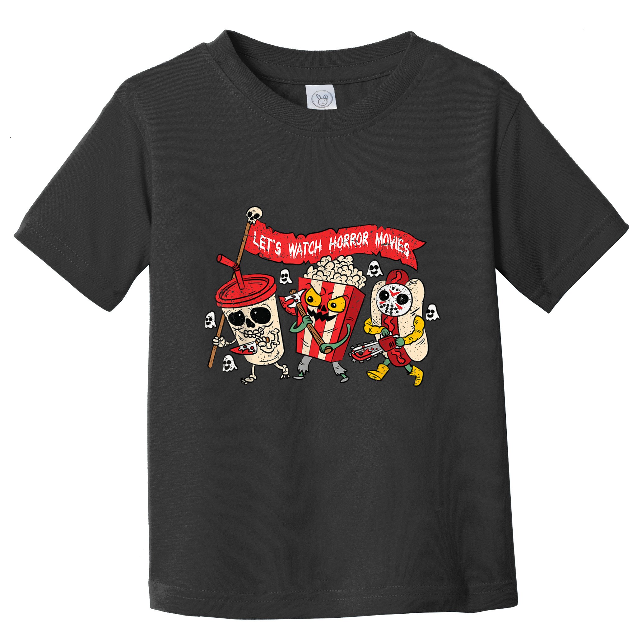 Lets Watch Horror Movies Halloween Funny Ghost Skeleton Toddler T-Shirt