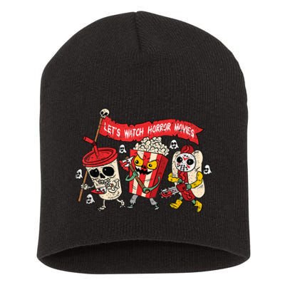 Lets Watch Horror Movies Halloween Funny Ghost Skeleton Short Acrylic Beanie