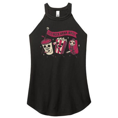 Lets Watch Horror Movies Funny Halloween Costume Women’s Perfect Tri Rocker Tank