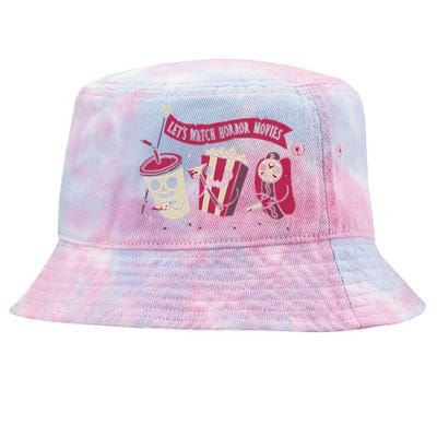 Lets Watch Horror Movies Funny Halloween Costume Tie-Dyed Bucket Hat