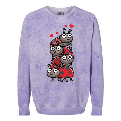 Ladybug With Hearts Bug Lover Colorblast Crewneck Sweatshirt