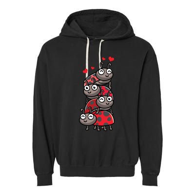 Ladybug With Hearts Bug Lover Garment-Dyed Fleece Hoodie