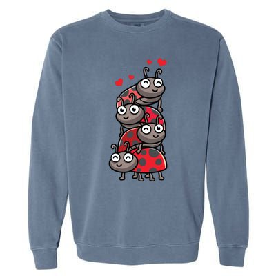 Ladybug With Hearts Bug Lover Garment-Dyed Sweatshirt