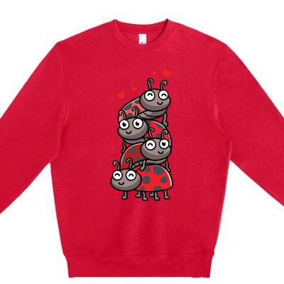 Ladybug With Hearts Bug Lover Premium Crewneck Sweatshirt