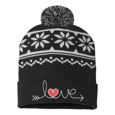 Love Women Heart Arrow Graphic Valentine's Day USA-Made Snowflake Beanie