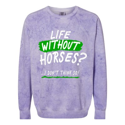 Life Without Horses? I Don't Think So Colorblast Crewneck Sweatshirt