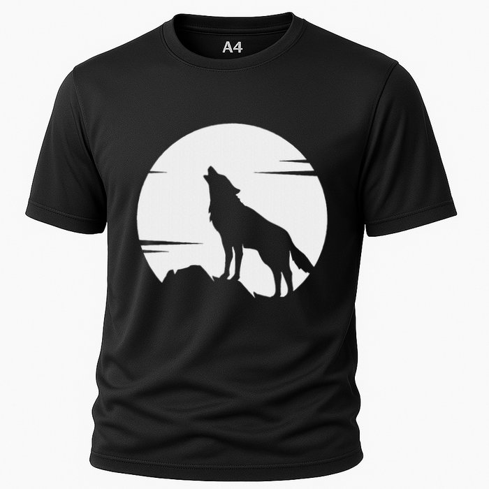 Lone Wolf Howling At The Moon Jackal Animal Cooling Performance Crew T-Shirt