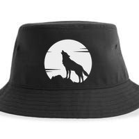 Lone Wolf Howling At The Moon Jackal Animal Sustainable Bucket Hat