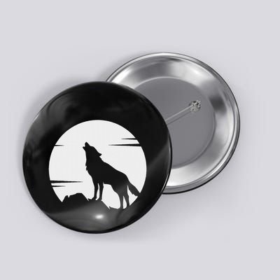 Lone Wolf Howling At The Moon Jackal Animal Button