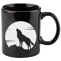 Lone Wolf Howling At The Moon Jackal Animal 11oz C Handle Ceramic Mug