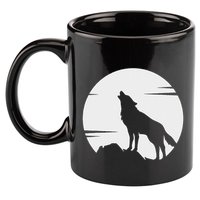 Lone Wolf Howling At The Moon Jackal Animal 11oz C Handle Ceramic Mug