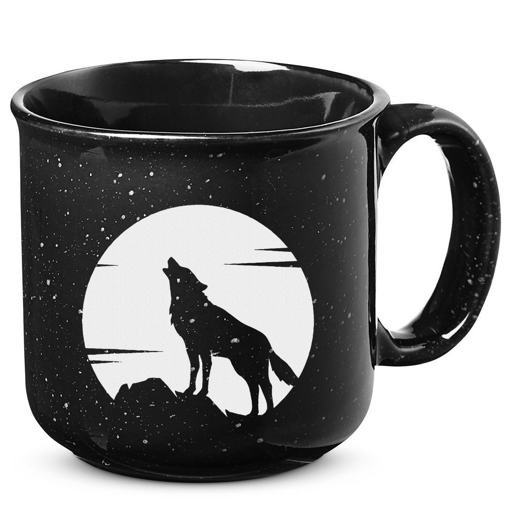 Lone Wolf Howling At The Moon Jackal Animal 15oz Campfire Ceramic Mug