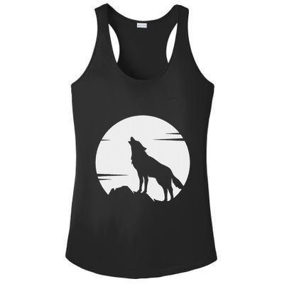 Lone Wolf Howling At The Moon Jackal Animal Ladies PosiCharge Competitor Racerback Tank