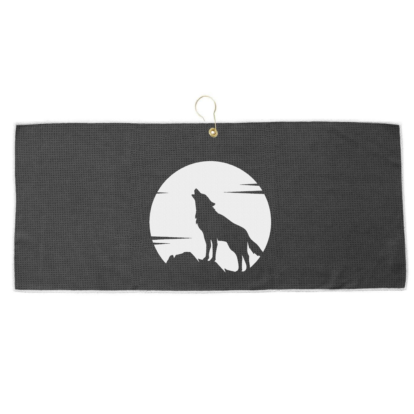 Lone Wolf Howling At The Moon Jackal Animal Large Microfiber Waffle Golf Towel