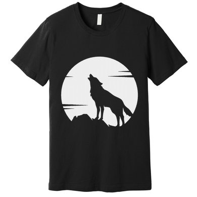 Lone Wolf Howling At The Moon Jackal Animal Premium T-Shirt