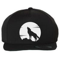 Lone Wolf Howling At The Moon Jackal Animal Wool Snapback Cap