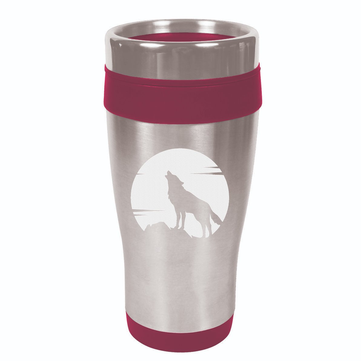 Lone Wolf Howling At The Moon Jackal Animal 16oz Travel Tumbler