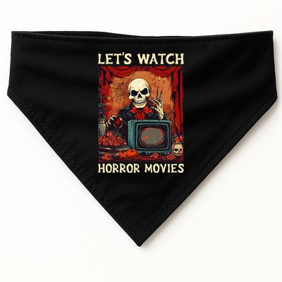 Lets Watch Horror Movies Gothic Halloween Skeleton USA-Made Doggie Bandana