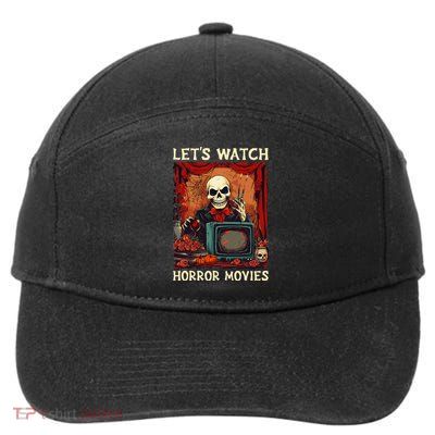 Lets Watch Horror Movies Gothic Halloween Skeleton 7-Panel Snapback Hat