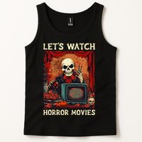 Lets Watch Horror Movies Gothic Halloween Skeleton Tank Top