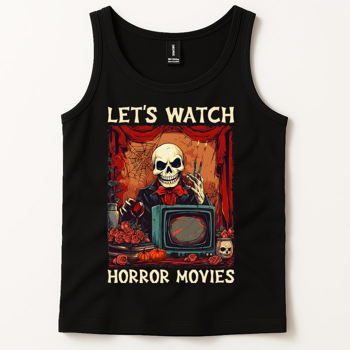Lets Watch Horror Movies Gothic Halloween Skeleton Tank Top