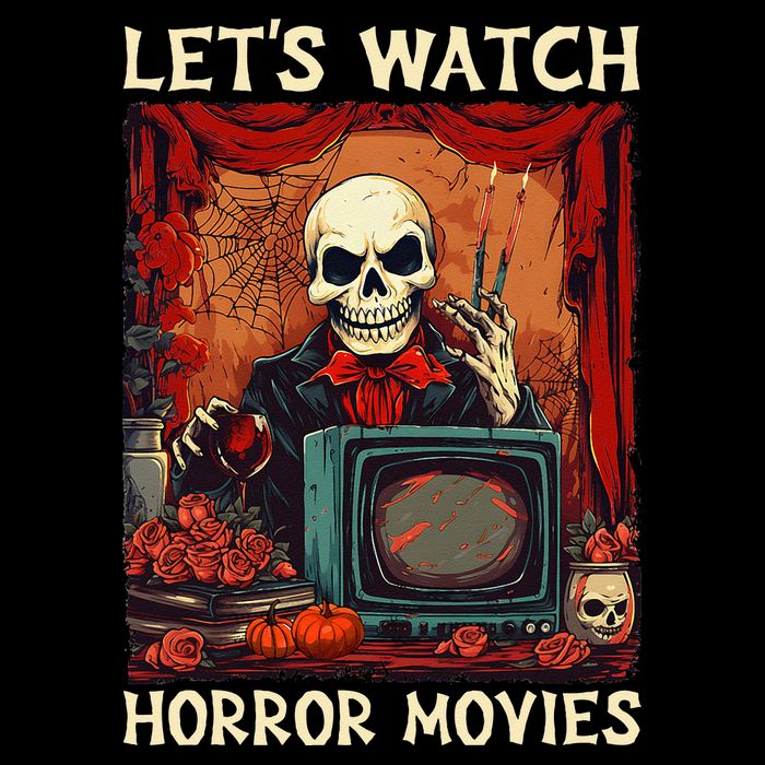 Lets Watch Horror Movies Gothic Halloween Skeleton Tank Top